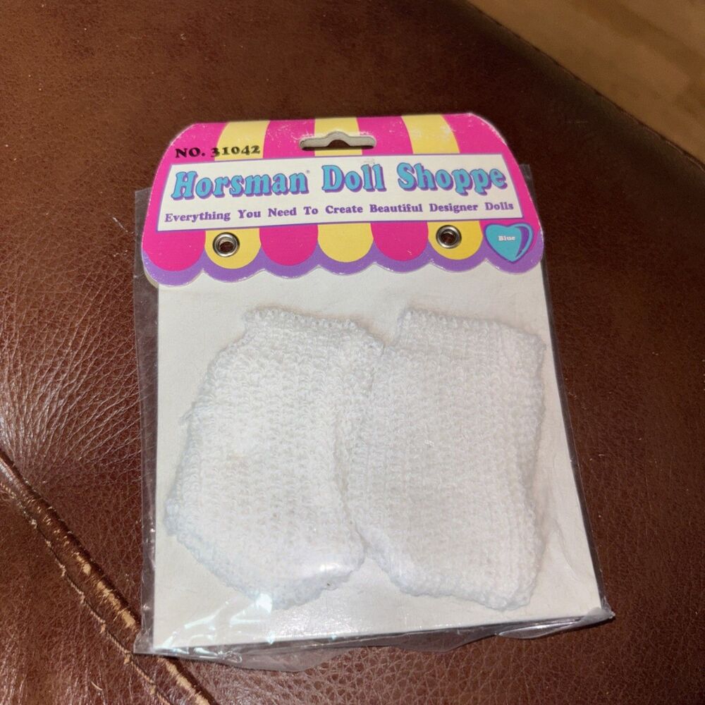 Horseman Doll Shoppe White Doll Booties fits 16" Dolls. # 31042 Vintage 1983 NOS